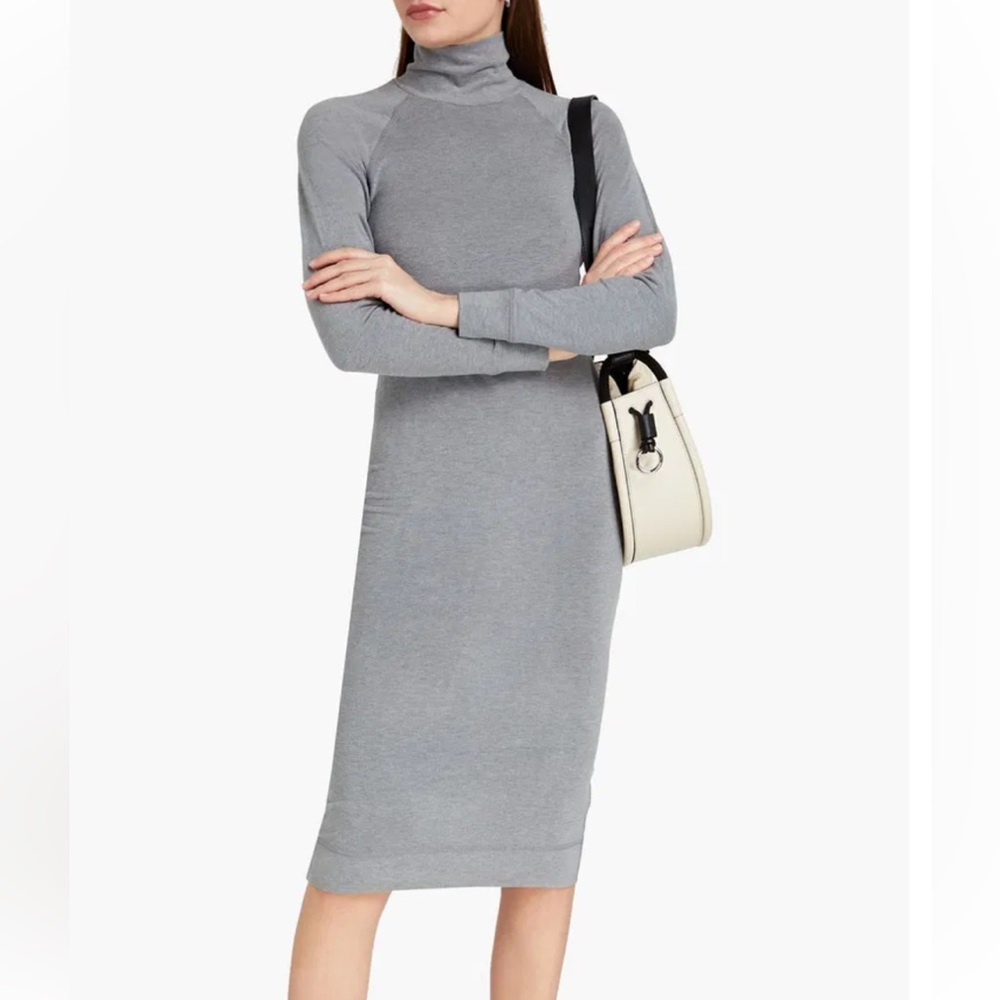 JAMES‎ PERSE Women's Gray Stretch Turtleneck Dress Raglan Sleeve Jersey Fabric 2